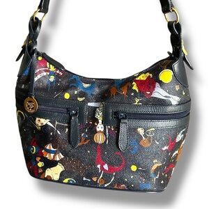 Vintage Piero Guidi Shoulder Bag Magic Circus dark blue